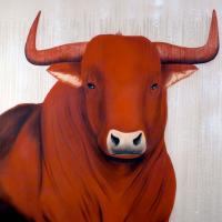 RED BULL 20   Peinture animalière, art animalier, peintre tableau animal, cheval, ours, élephant, chien sur toile et décoration par Thierry Bisch 